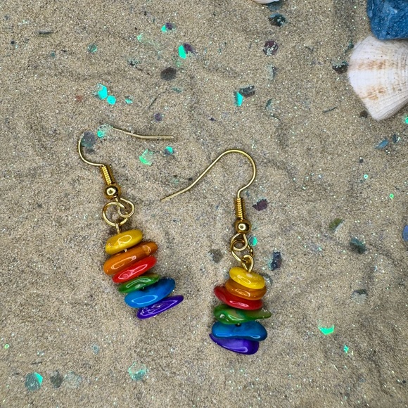 Colorful Crystal Pride Earrings - Picture 2 of 4